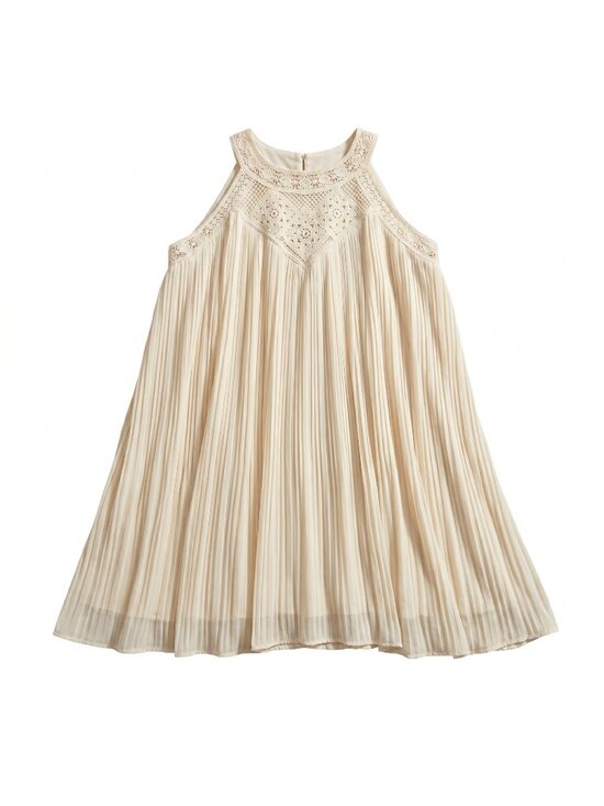 Zesica Dresses & Skirts - NWT | Zesica Pleated Crochet Halter Dress | Cream White | Medium